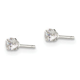 Sterling Silver 3mm CZ Stud Earrings for Girls Polished, Anti-Tarnish